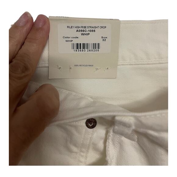 Agolde Riley High Rise Straight Leg Cropped Jeans Stretch Denim White Size 32 - Picture 10 of 16